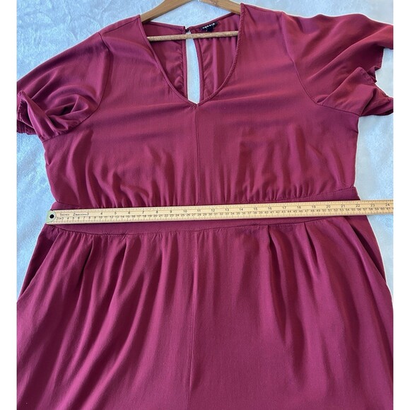 Torrid Womens Jumpsuit Size 4 Plus Burgundy Wide Leg Challis Flowy Elegant Wine - Picture 9 of 15